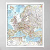 "ヨーロッパ: 1957年のクラシックな政治冷戦の地図… ポスター (正面)