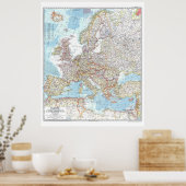 "ヨーロッパ: 1957年のクラシックな政治冷戦の地図… ポスター (キッチン)