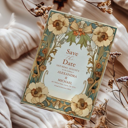 ヨーロッビクトリアンパフローラ結婚アールヌーボー セーブザデート