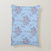 ヨーロッフランスのドブルーホワイトビクトリアンスタイルフローラ アクセントクッション (裏面(縦))