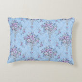 ヨーロッフランスのドブルーホワイトビクトリアンスタイルフローラ アクセントクッション (裏面)