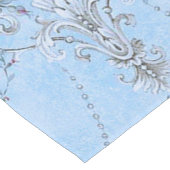 ヨーロッフランスのドブルーホワイトビクトリアンスタイルフローラ ロングテーブルランナー (コーナー)