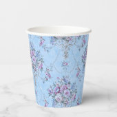 ヨーロッフランスのドブルーホワイトビクトリアンスタイルフローラ 紙コップ (裏面)