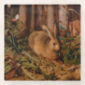 ヨーロッ絵画パのウサギ年2023ガラスのコースター ガラスコースター (正面)