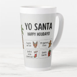ヨー・サンタ 面白い 夏 クリスマス トロピカル ホリデー カフェラテマグ