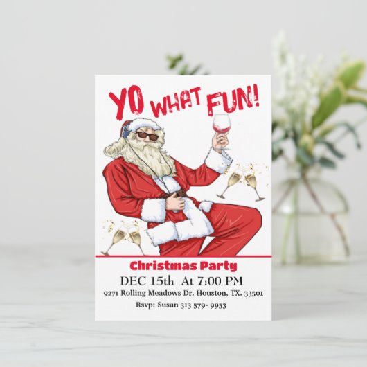ヨーwhatおもしろいお尻サンタクリスマスパーティの招待状 招待状 (スタンド正面)