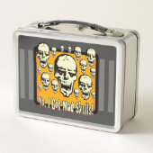 ヨI不機嫌得スカルフレームGfxグレーストライプ メタルランチボックス (裏面)