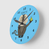 ラおもしろいイオン尾魚猿漫画 ラウンド壁時計 (傾斜)