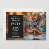 💀ラおもしろいカラベラ帽子に花を付けて 招待状 (正面)