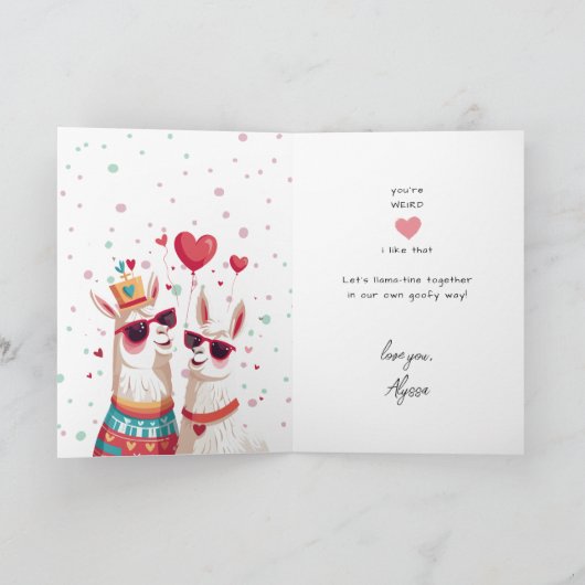 ラおもしろいマおっちょこちょいのプンカップルのバレンタインデー カード (内部)