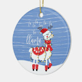 ラおもしろいラ・ラララマのクリスマスジョーク セラミックオーナメント (左)