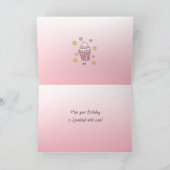 ラお洒落マ、子猫、マウスガール誕生日 カード (内部)