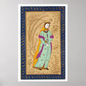 ラからワインの容器と梨を持っている女の子 ポスター (正面)