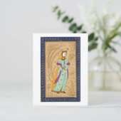 ラからワインの容器と梨を持っている女の子 ポストカード (スタンド正面)