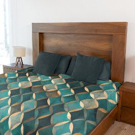 ラすごいックスティール（緑がかった色）と金ゴールド フリースブランケット