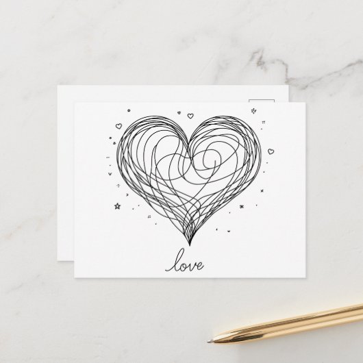 ライお洒落ンアートハートと「愛」 ポストカード (正面/裏面インサイチュ)