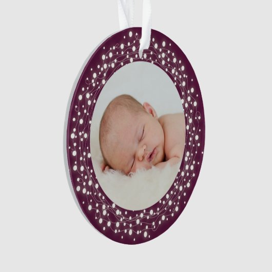ライきらめくトベビーの初めてのクリスマス写真 オーナメント (正面)