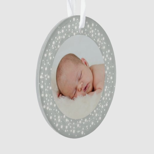 ライきらめくトベビーの初めてのクリスマス写真 オーナメント (正面)