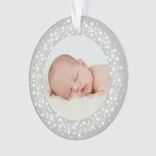 ライきらめくトベビーの初めてのクリスマス写真 オーナメント (正面)