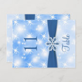 ライきらめくト、青いテーブル番号のスノーフレーク ポストカード (正面/裏面)