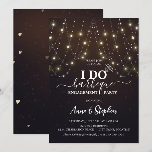 ライきらめくトI do BBQ婚約パーティ 招待状 (正面/裏面)