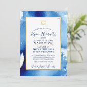 ライアンのバースデー_BAR ミツヴァー　ゴールドスター　ブルー　水彩　招待状 招待状 (スタンド正面)