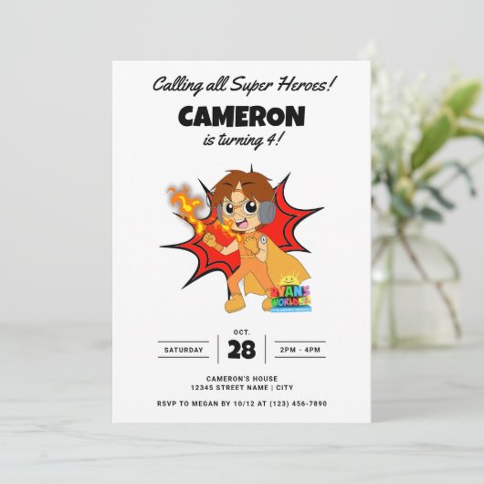 ライアンズワールド漫画誕生日 招待状 (スタンド正面)