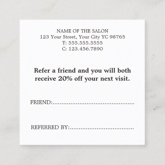 ライエレガントトパステル抽象芸術はっきりしたサロン 紹介カード (裏面)