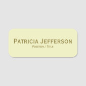 ライエレガントト淡い色のイエロー&金ゴールド文字プロフェッショナル 名札 (正面)