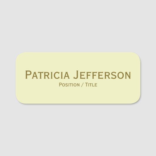 ライエレガントト淡い色のイエロー&金ゴールド文字プロフェッショナル 名札 (正面)