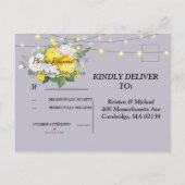 ライエレガントト素朴イエローフローRSVP招待状 インビテーションポストカード (裏面)