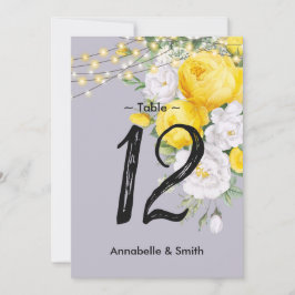 ライエレガントト素朴：黄色のフローラ表の番号 招待状