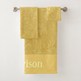 ライエレガントト金ゴールドバロックカスタムダマスク バスタオルセット