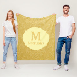 ライエレガントト金ゴールドバロックカスタムダマスク フリースブランケット