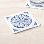 ライエレガントフサイクル海軍ブルーモンゴルパターン ペーパーコースター (アングル)