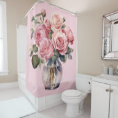 ライエレガントフ赤面ピンクローズシャワーカーテン シャワーカーテン (インサイチュ)