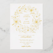 ライエレガントンアートフローラ結婚リース金ゴールド 箔招待状 (正面)