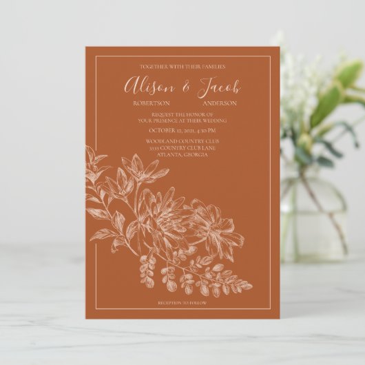 ライエレガントン描フローラテラコッタ結婚ス 招待状 (スタンド正面)