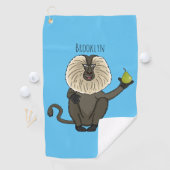 ライオおもしろいンテイルマカクのサル漫画 ゴルフタオル (インサイチュ)