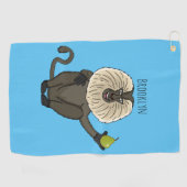 ライオおもしろいンテイルマカクのサル漫画 ゴルフタオル (横)