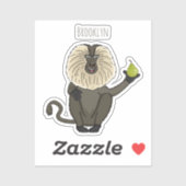 ライオおもしろいンテイルマカクのサル漫画 シール (シート)