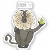 ライオおもしろいンテイルマカクのサル漫画 シール (正面)