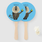 ライオおもしろいンテイルマカクのサル漫画 ハンドファン (正面&裏面)