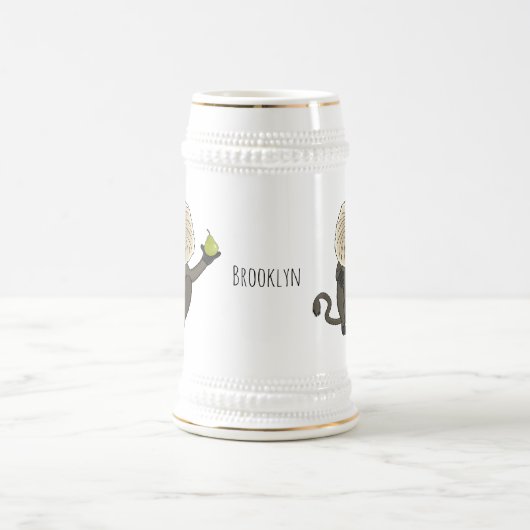 ライオおもしろいンテイルマカクのサル漫画 ビールジョッキ (中央)