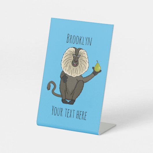 ライオおもしろいンテイルマカクのサル漫画 台座サイン (正面)