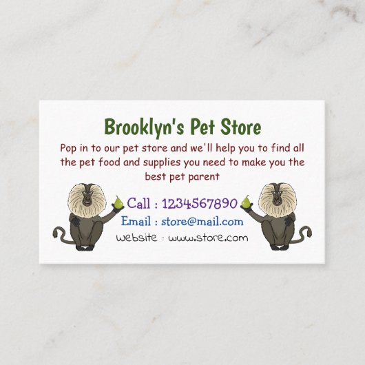 ライオおもしろいンテイルマカクのサル漫画 名刺 (正面)