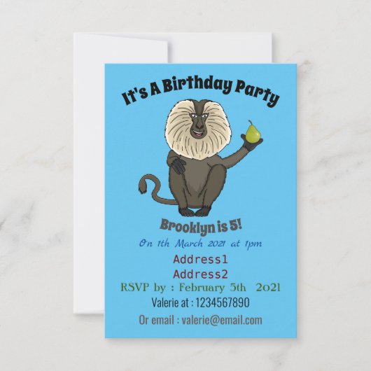 ライオおもしろいンテイルマカクのサル漫画 招待状 (正面)