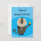 ライオおもしろいンテイルマカクのサル漫画 招待状 (裏面)