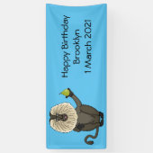 ライオおもしろいンテイルマカクのサル漫画 横断幕 (縦)