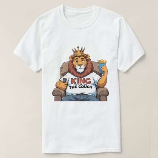 ライオおもしろいンパパTシャツ – King of the Couch Tシャツ (デザイン正面)